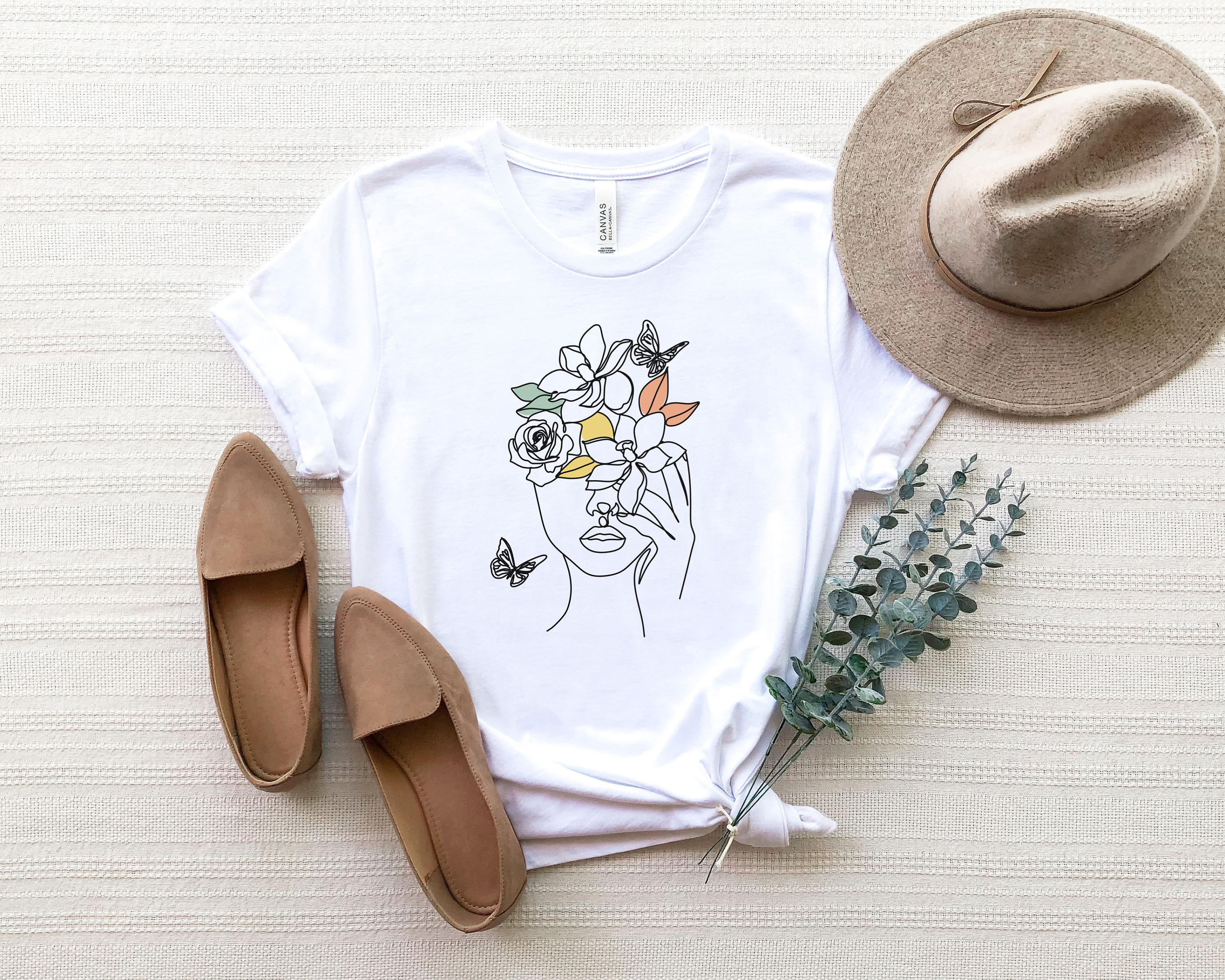 Abstract Line Art Woman Shirt Minimalist T-Shirt Aesthetic Clothes Line Art Feminist Shirt Botanical Shirts Floral Tshirt Feminism Clothing