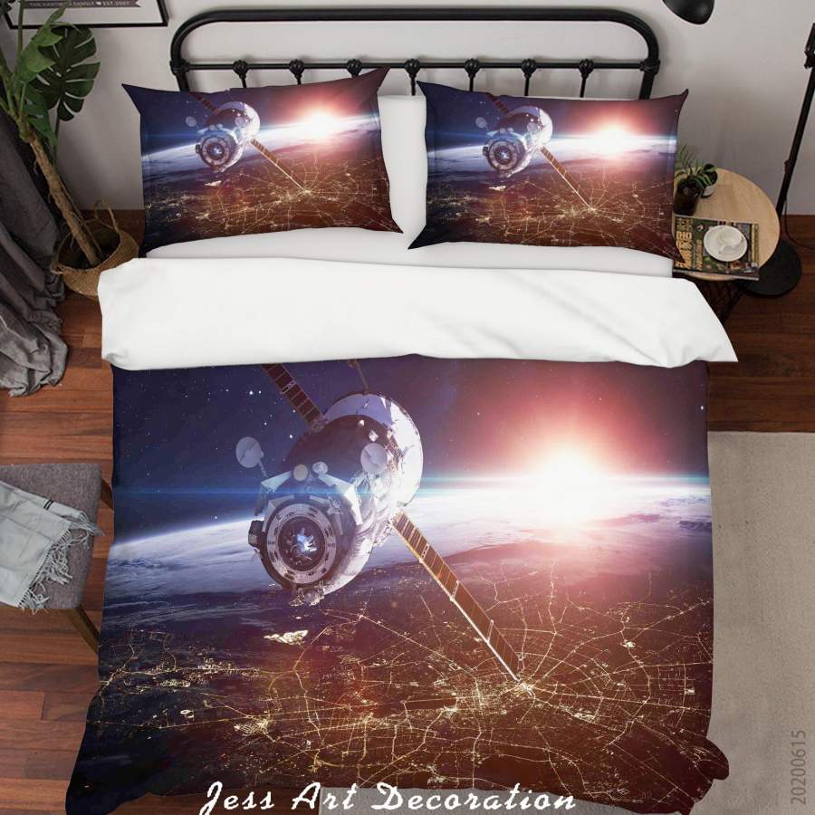 3D Satellite Space Quilt Cover Set Bedding Set Duvet Cover Pillowcases SF03