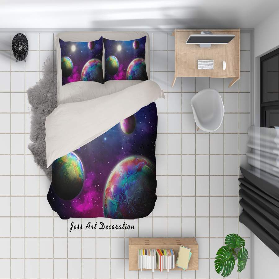 3D Planet Universe Space Star Quilt Cover Set Bedding Set Duvet Cover Pillowcases SF05