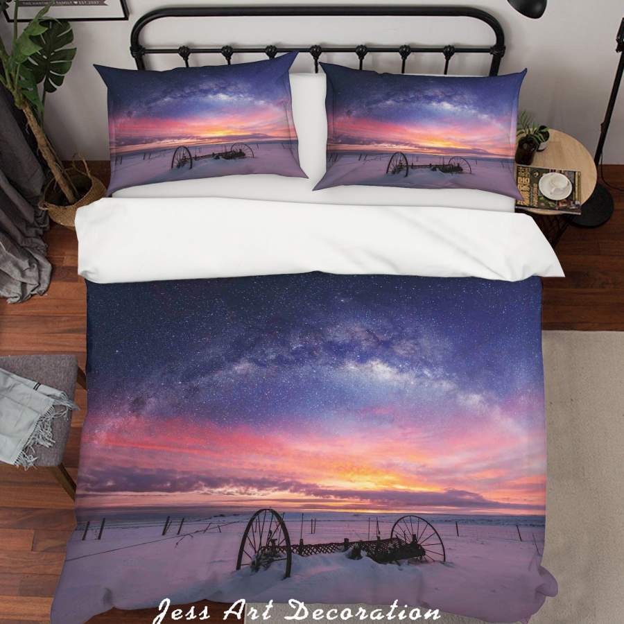 3D Star Sky Universe Snow Landscape Quilt Cover Set Bedding Set Pillowcases SF25