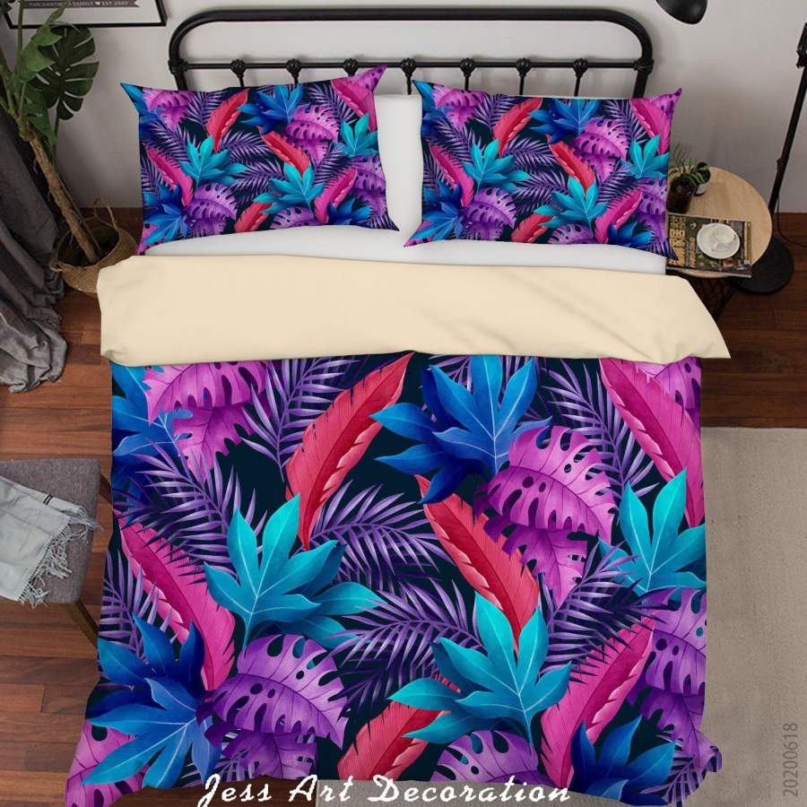 3D Tropical Leaves Quilt Cover Set Bedding Set Duvet Cover Pillowcases SF11