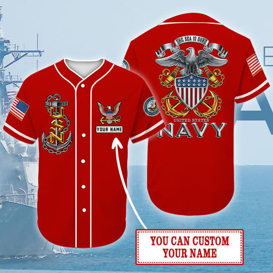 Us Navy Veteran Red Color – Personalized Baseball Jersey Shirt