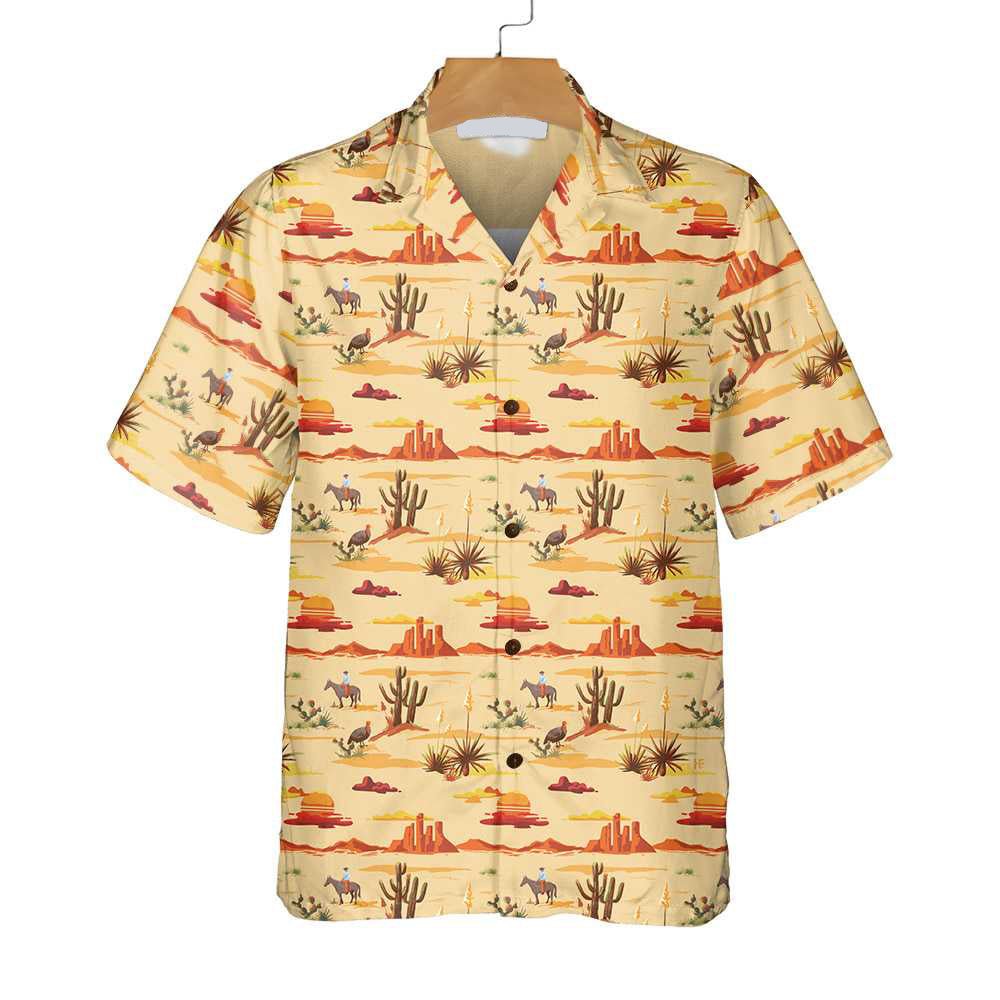 Vintage Texas Cowboy Cactus Texas Hawaiian Shirt