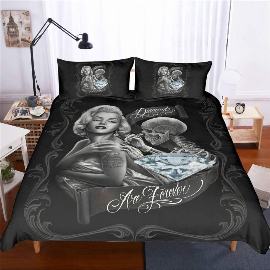 3D Skull Beauty Quilt Cover Set Bedding Set Pillowcases 69