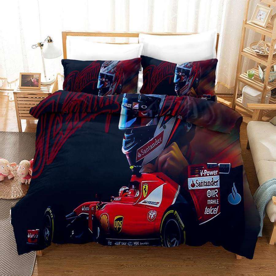 3D F1 Racing Car Quilt Cover Set Bedding Set Pillowcases 01