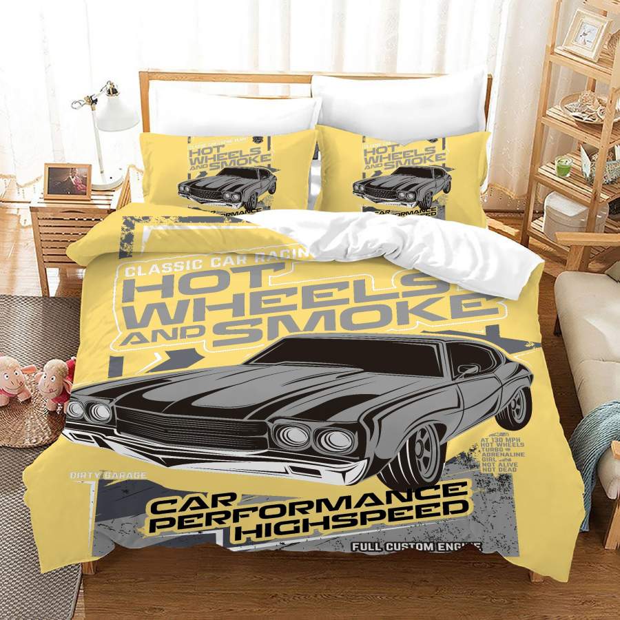 3D Sports Car Quilt Cover Set Bedding Set Duvet Cover Pillowcases JN 1166