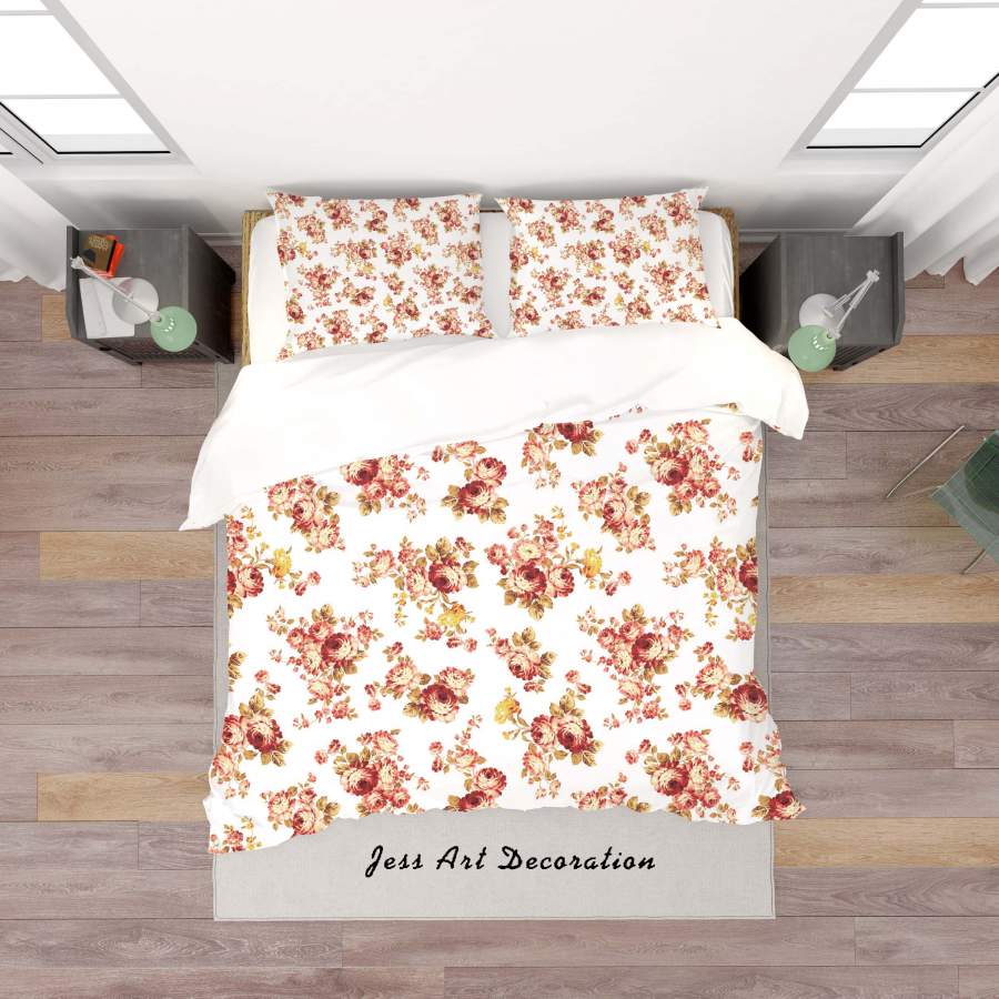 3D White Flowers Quilt Cover Set Bedding Set Duvet Cover Pillowcases SF145