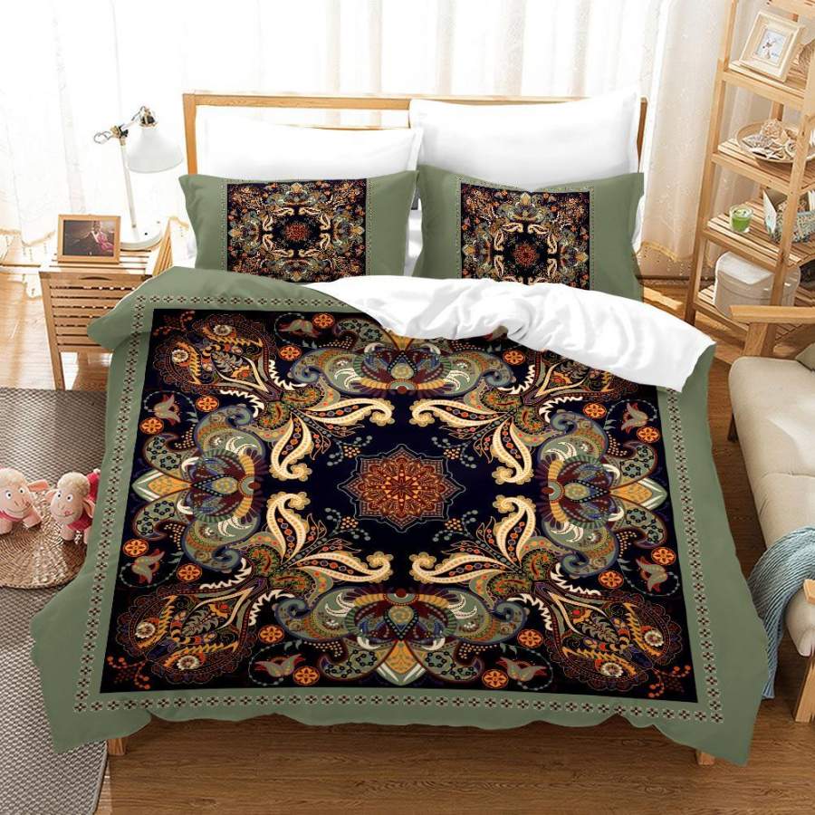 3D Green Pattern Floral Quilt Cover Set Bedding Set Duvet Cover Pillowcases SF112