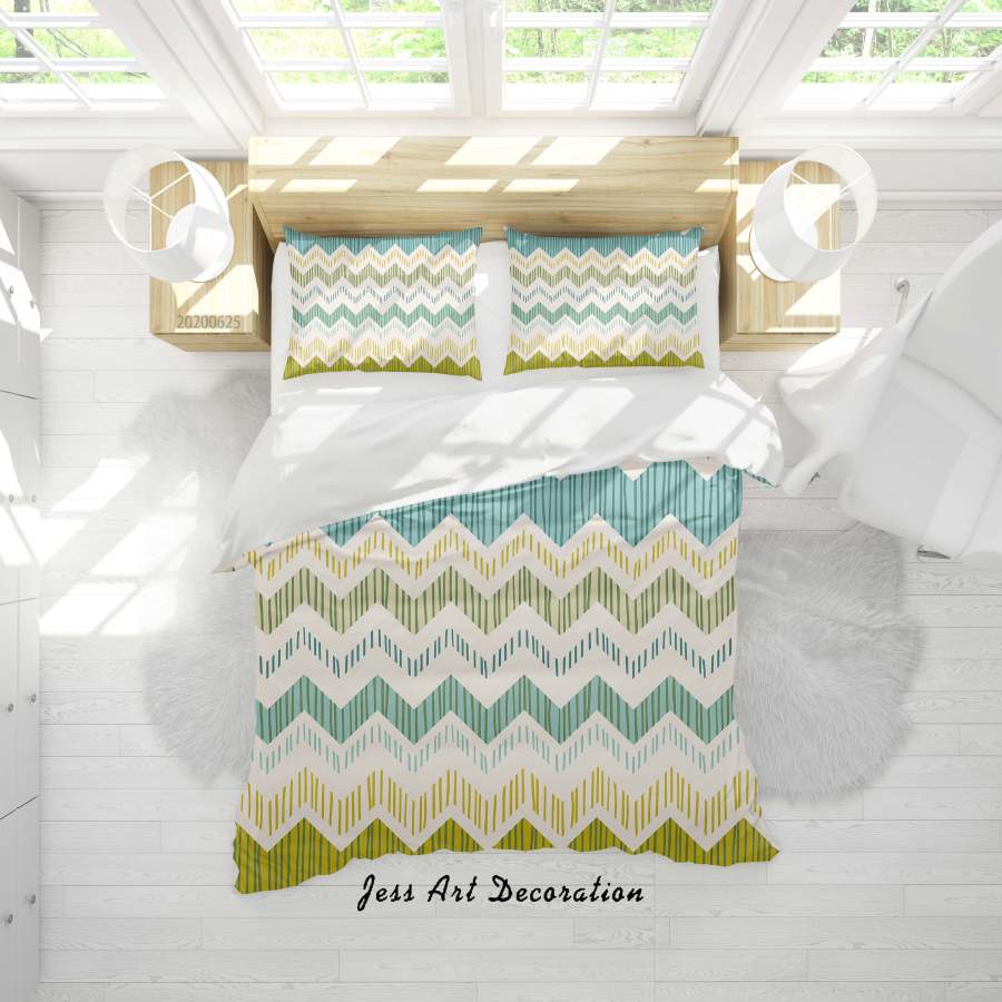 3D Wave Stripes Quilt Cover Set Bedding Set Duvet Cover Pillowcases SF08