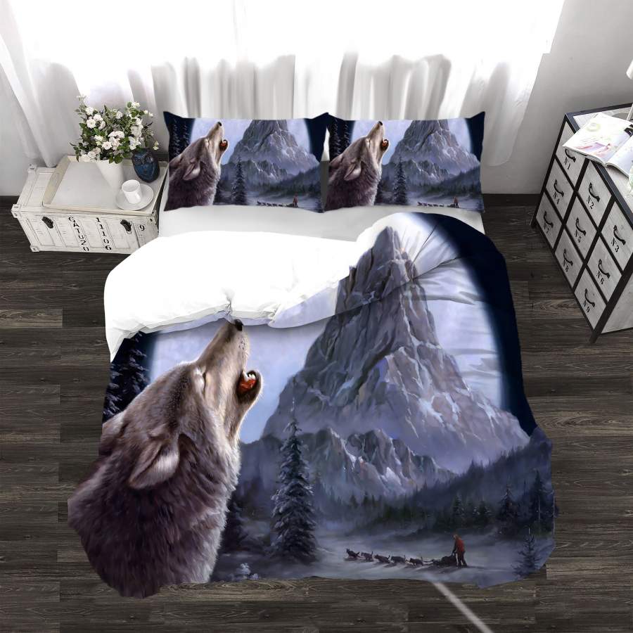 3D Mountain Pine Wolf Quilt Cover Set Bedding Set Duvet Cover Pillowcases SF09