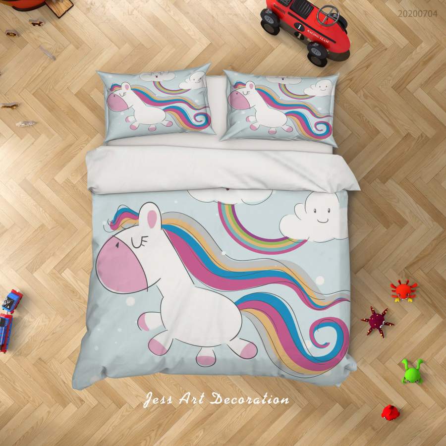 3D Unicorn Quilt Cover Set Bedding Set Duvet Cover Pillowcases SF02