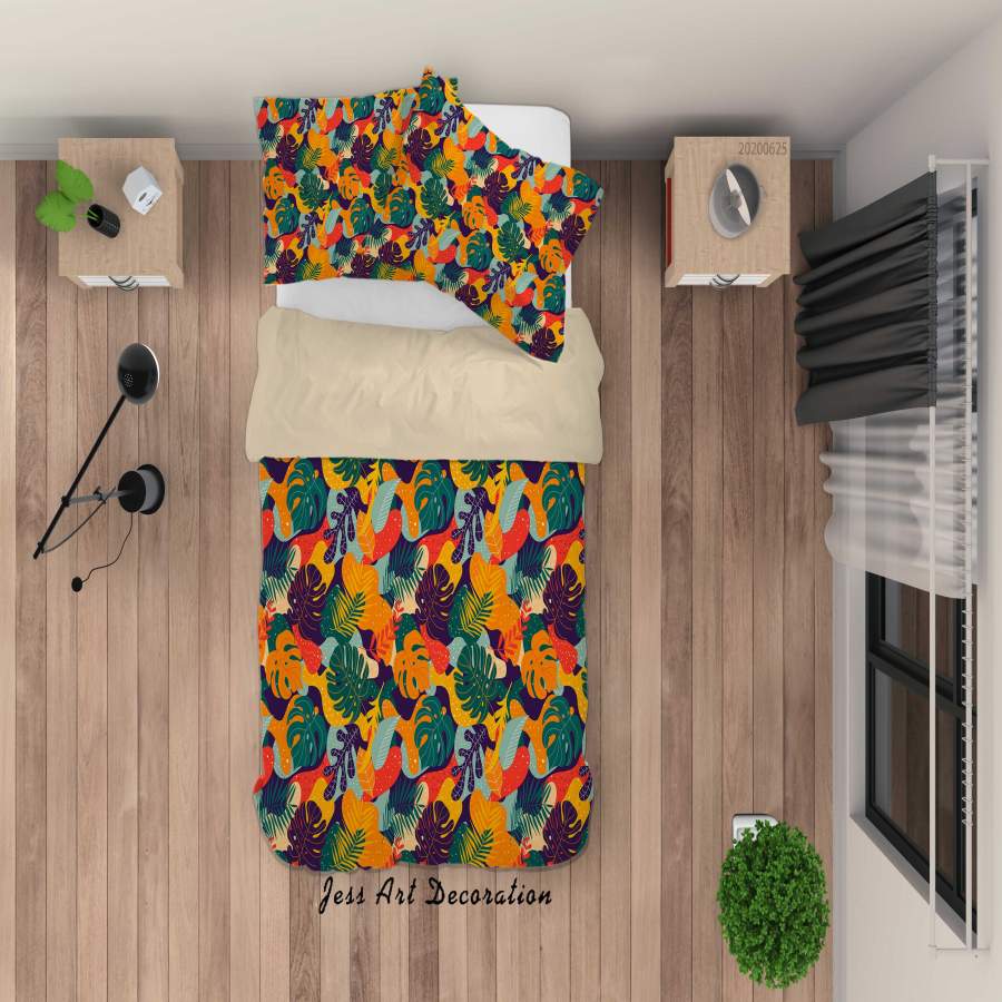 3D Tropical Leaves Quilt Cover Set Bedding Set Duvet Cover Pillowcases SF91