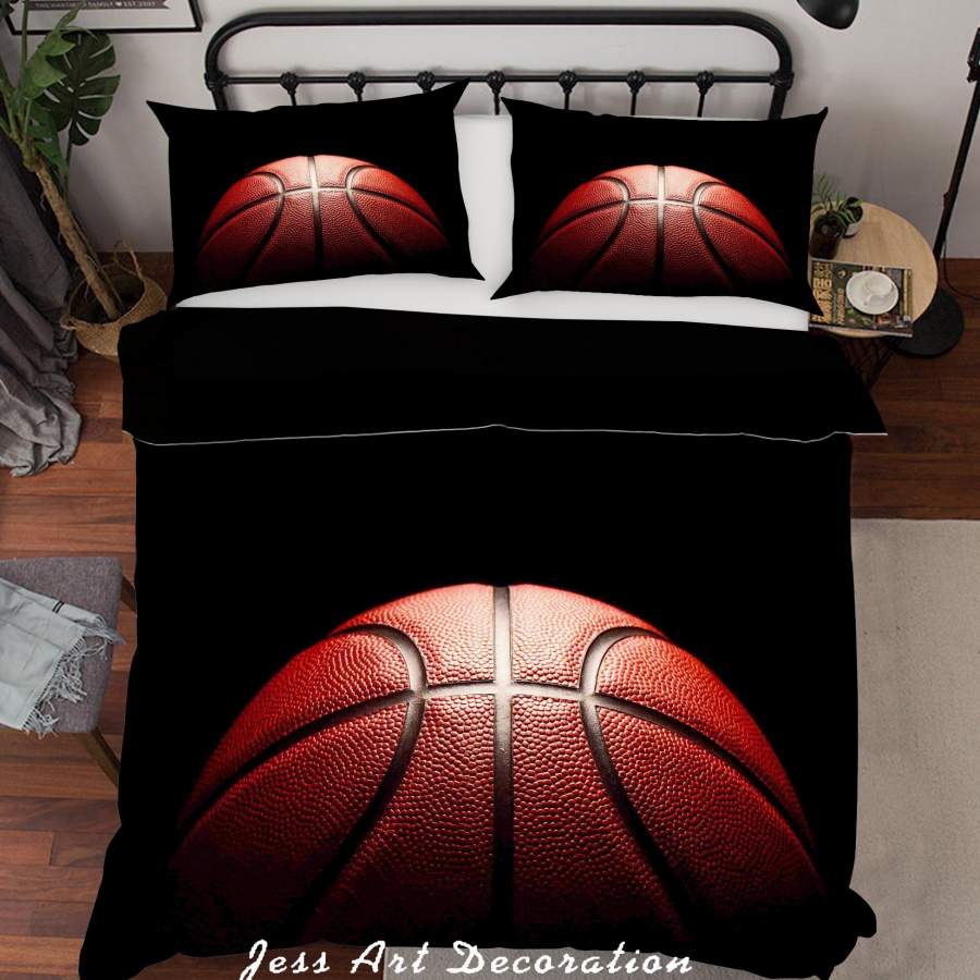 3D Black Basketball Quilt Cover Set Bedding Set Pillowcases 02