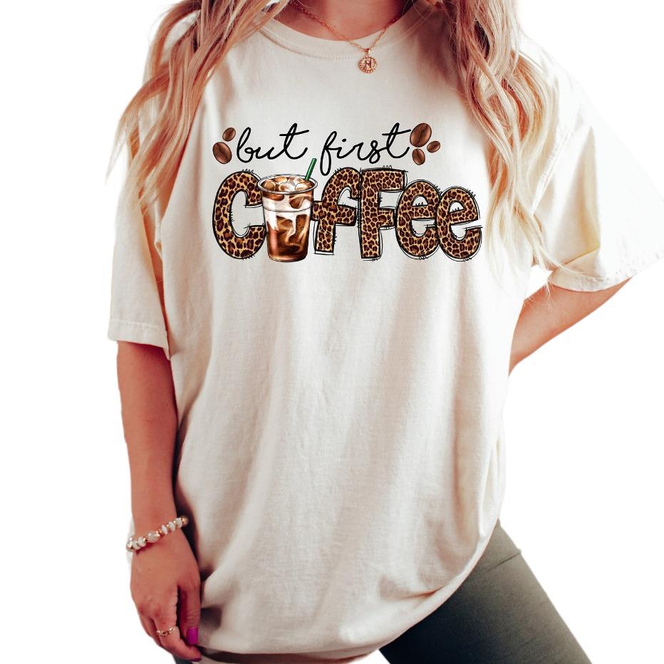 ut First Coffee Leopard T-Shirt, Coffee Lover T-Shirt