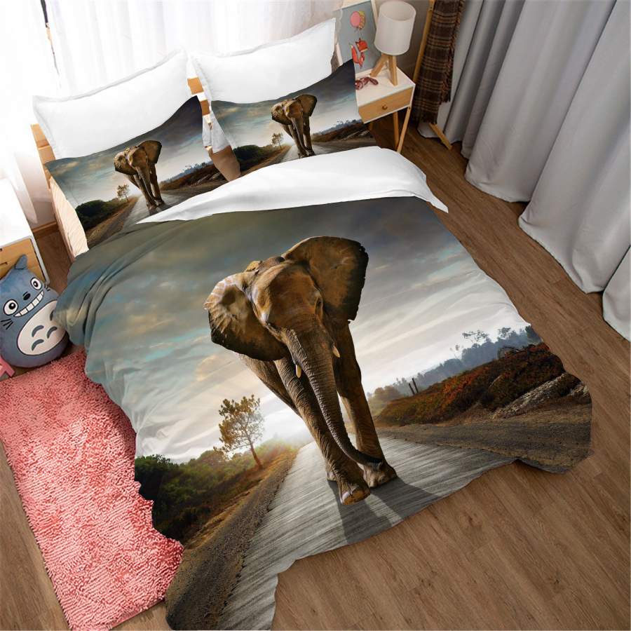 3D Elephant Road Quilt Cover Set Bedding Set Duvet Cover Pillowcases SF204