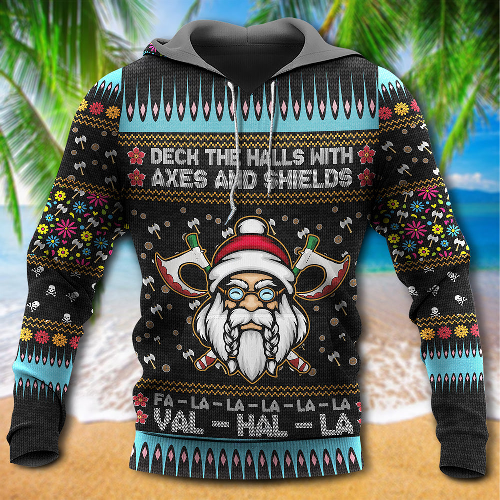 Viking Christmas Deck The Halls With Axes And Shields – Hoodie