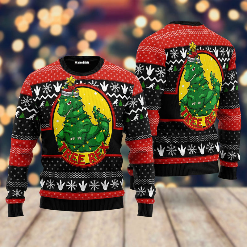 Tree Rex Big Dinosaur Ugly Christmas Sweater For Men & Women