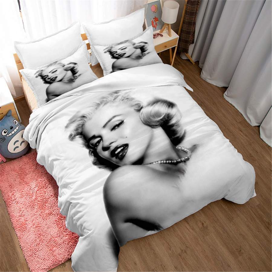 3D White Black Marilyn Monroe Quilt Cover Set Bedding Set Duvet Cover Pillowcases SF211