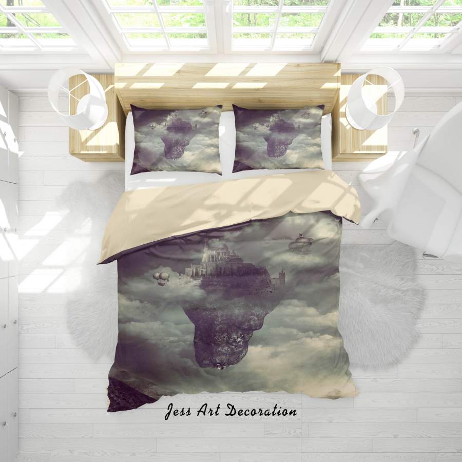 3D Dream Castle Grey Quilt Cover Set Bedding Set Duvet Cover Pillowcases A129 LQH