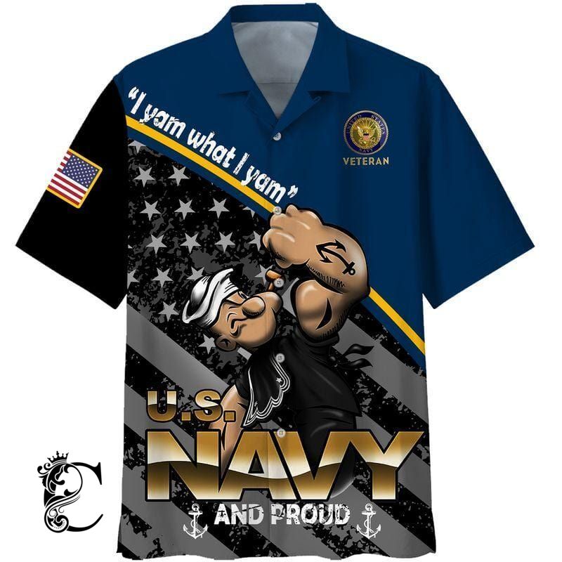 Us Navy Popeye  I Yam What I Yam Aloha Hawaiian Shirts