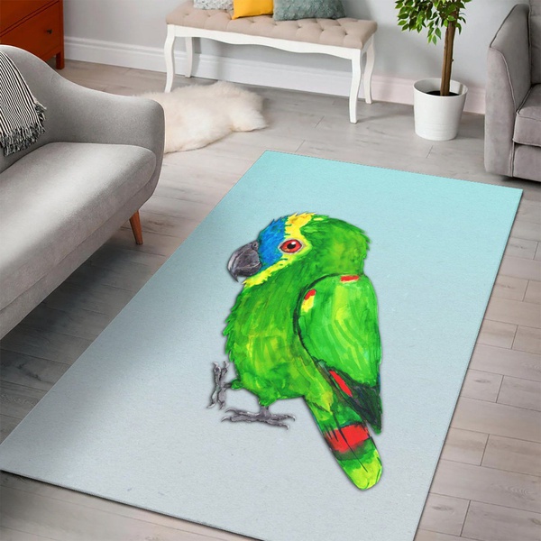 Turquoise Fronted Parrot Area Rug Living room and bedroom Rug Christmas Gift US Decor