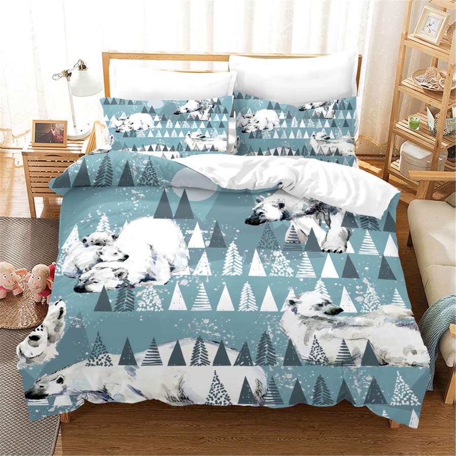 3D Polar Bear Trees Quilt Cover Set Bedding Set Duvet Cover Pillowcases SF15