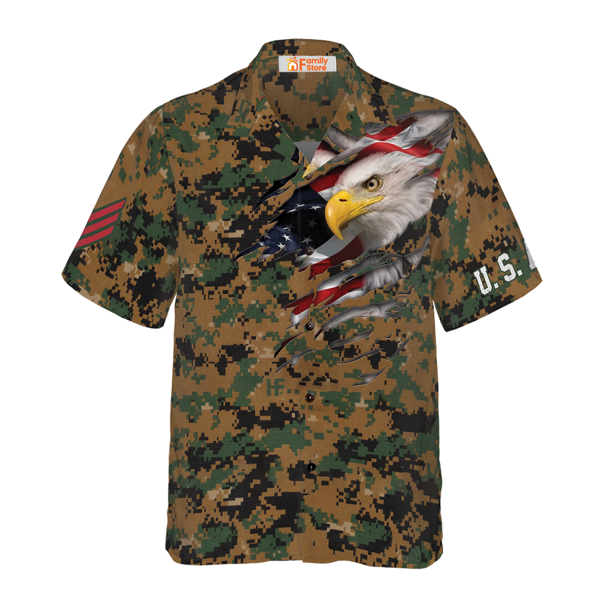 Veteran Proud Us Marine Camouflage Hawaiian Shirt