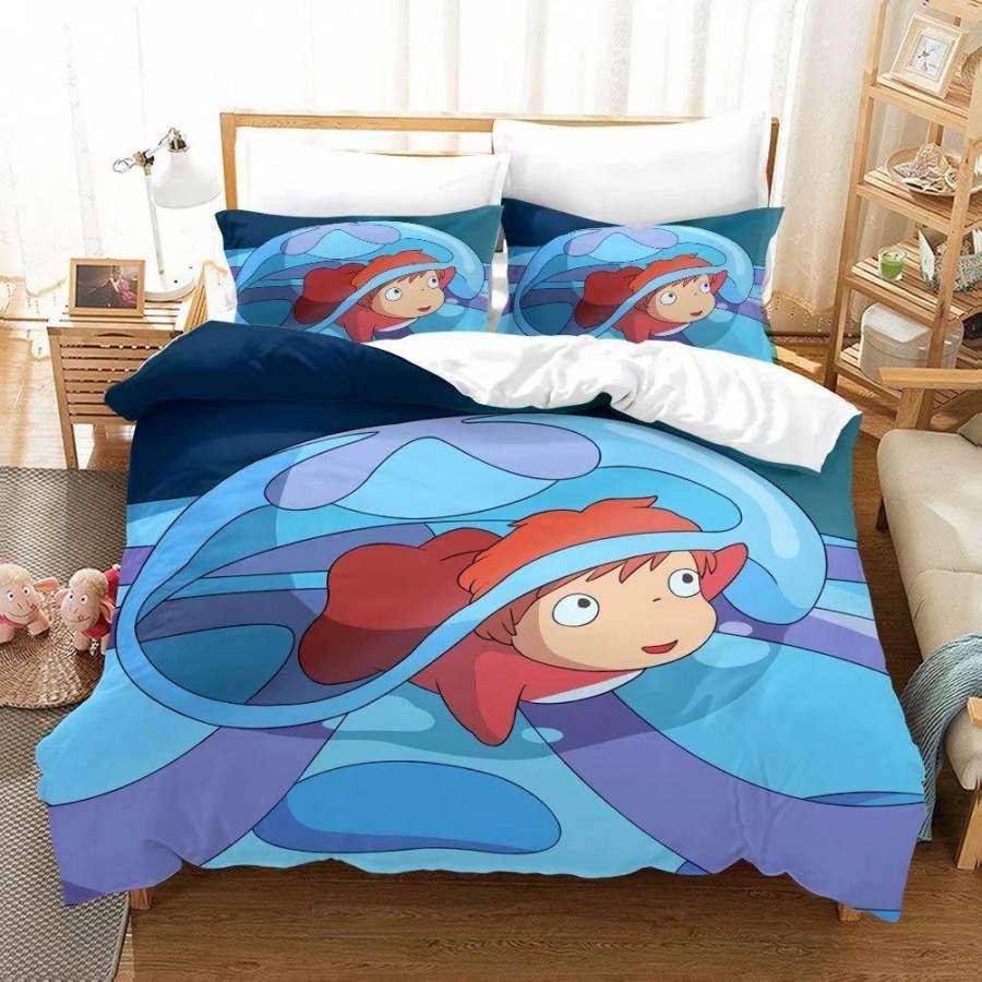 3D Ponyo On The Cliff by The Sea Quilt Cover Set Bedding Set Pillowcases 49