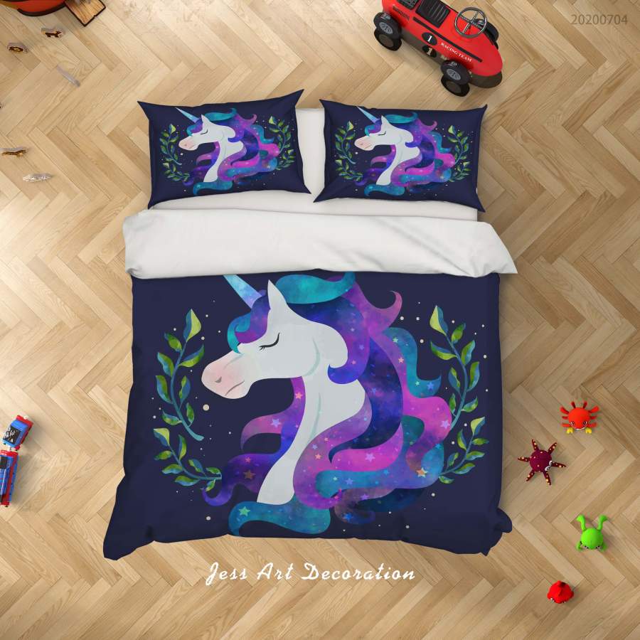 3D Dark Unicorn Quilt Cover Set Bedding Set Duvet Cover Pillowcases SF227