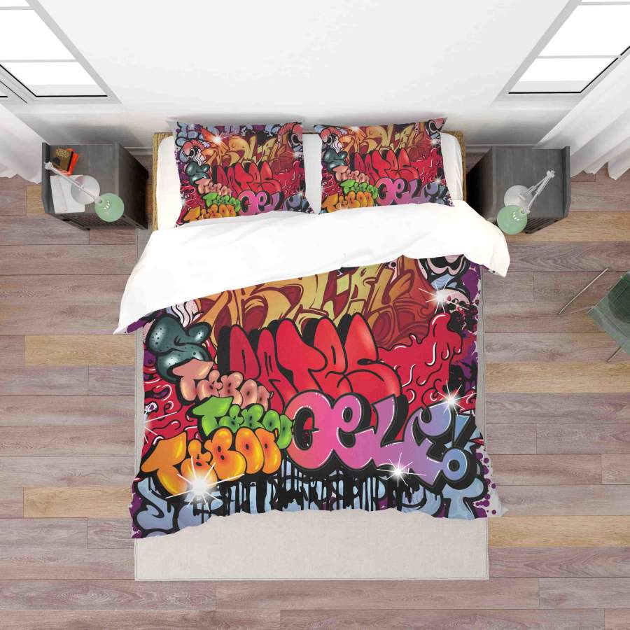 3D Graffiti Quilt Cover Set Bedding Set Duvet Cover Pillowcases SF085