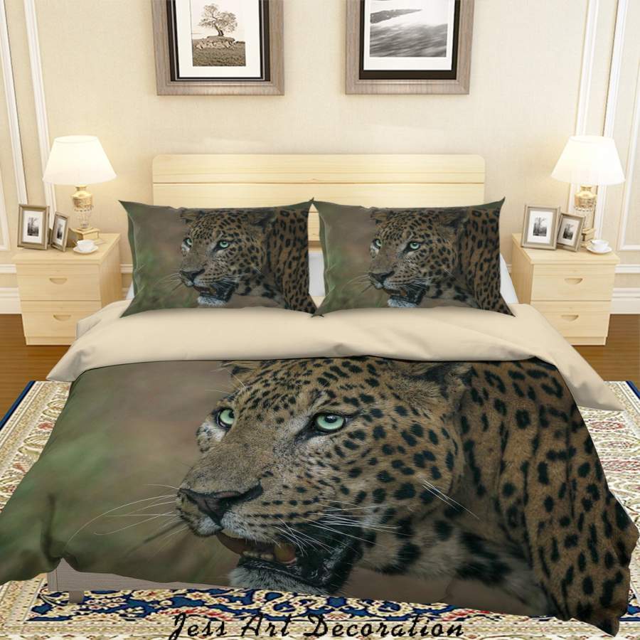 3D Leopard Pattern Quilt Cover Set Bedding Set Duvet Cover Pillowcases A102 LQH