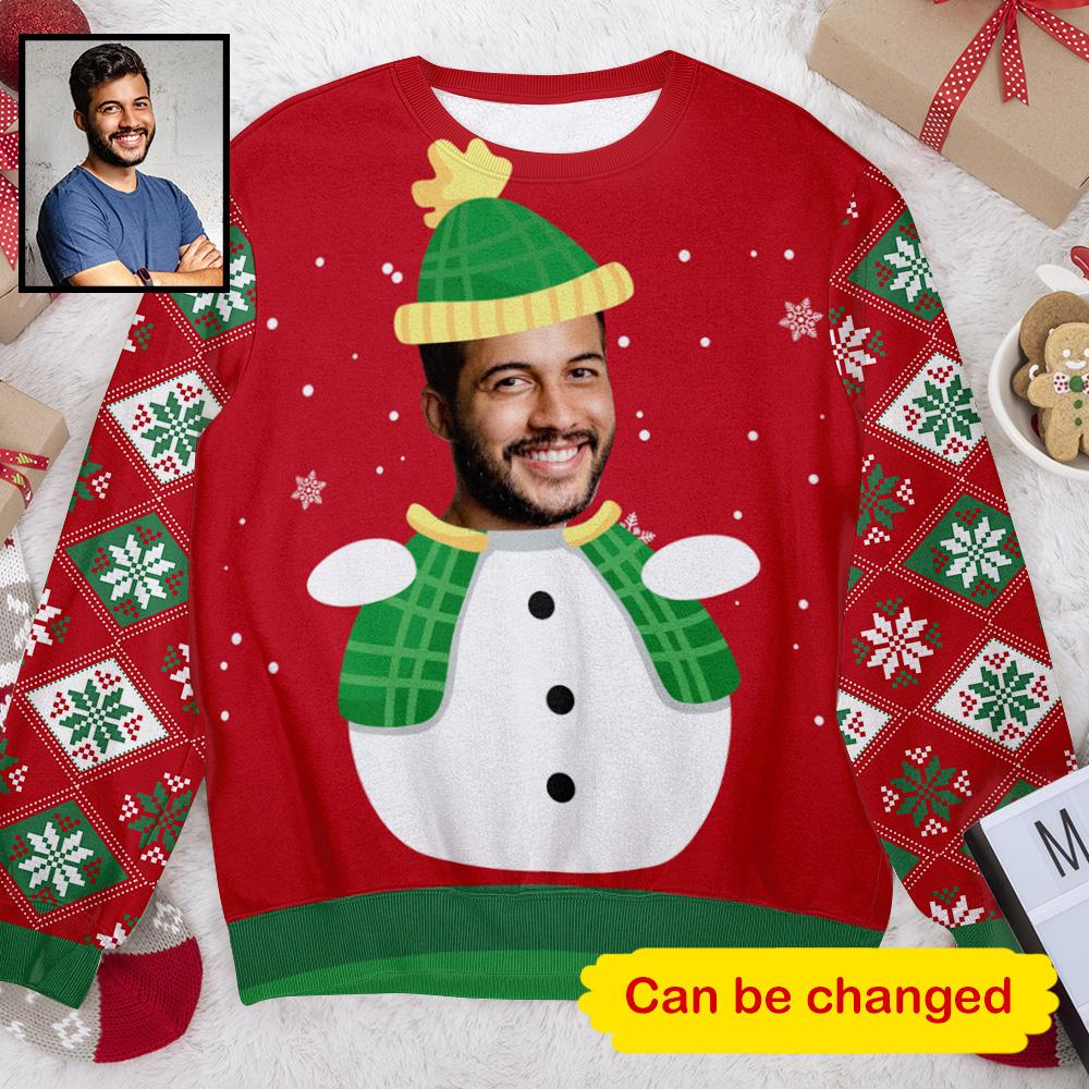 Photo Inserted Funny Face Character Christmas Ugly Sweater