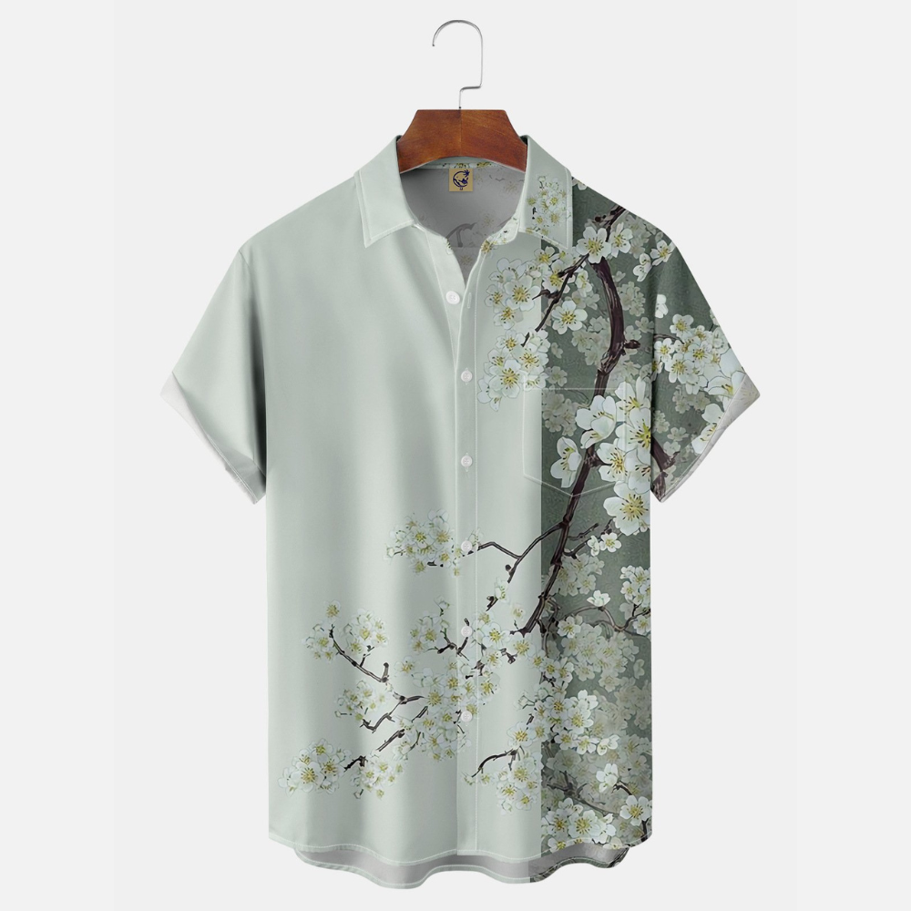 White Sakura Pattern – Hawaiian Shirt