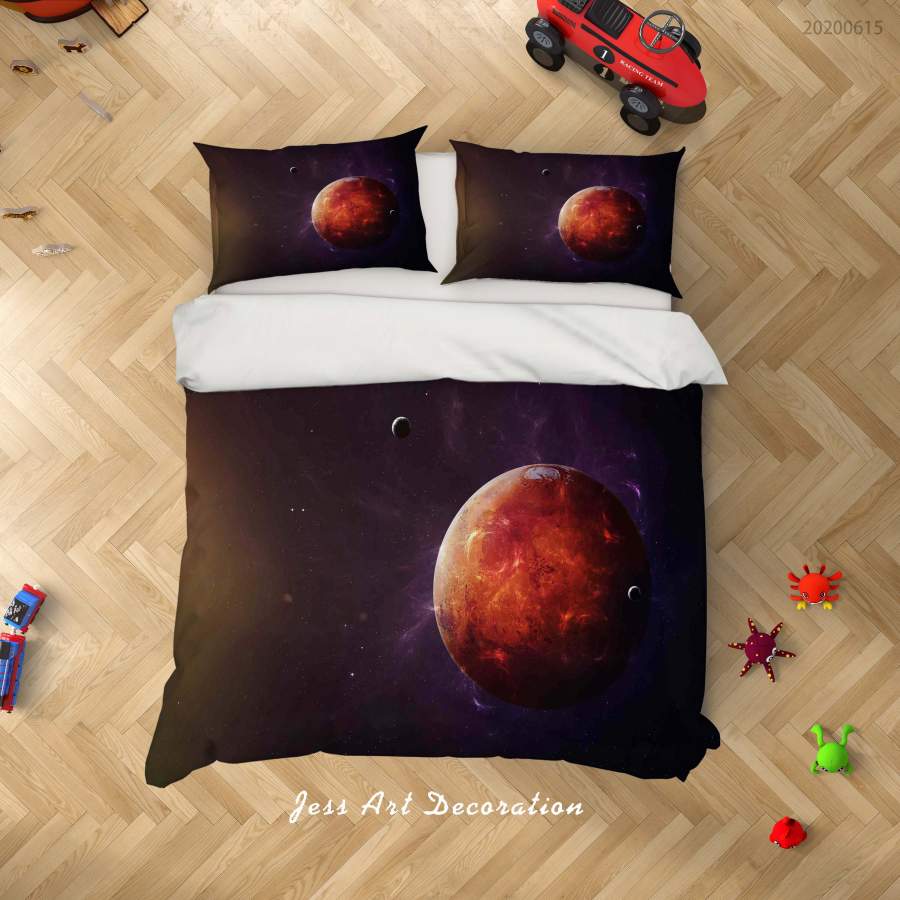 3D Black Red Planet Quilt Cover Set Bedding Set Duvet Cover Pillowcases SF76