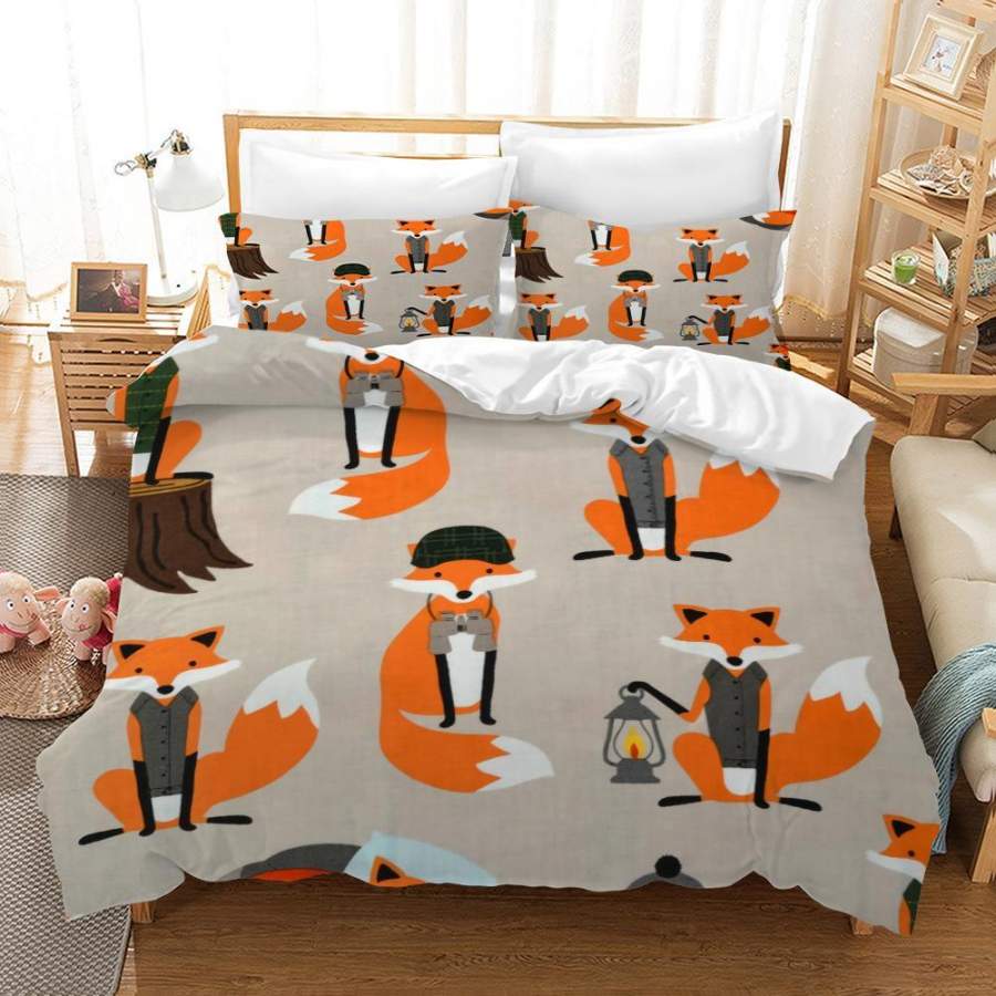 3D Orange Foxes Quilt Cover Set Bedding Set Pillowcases 95