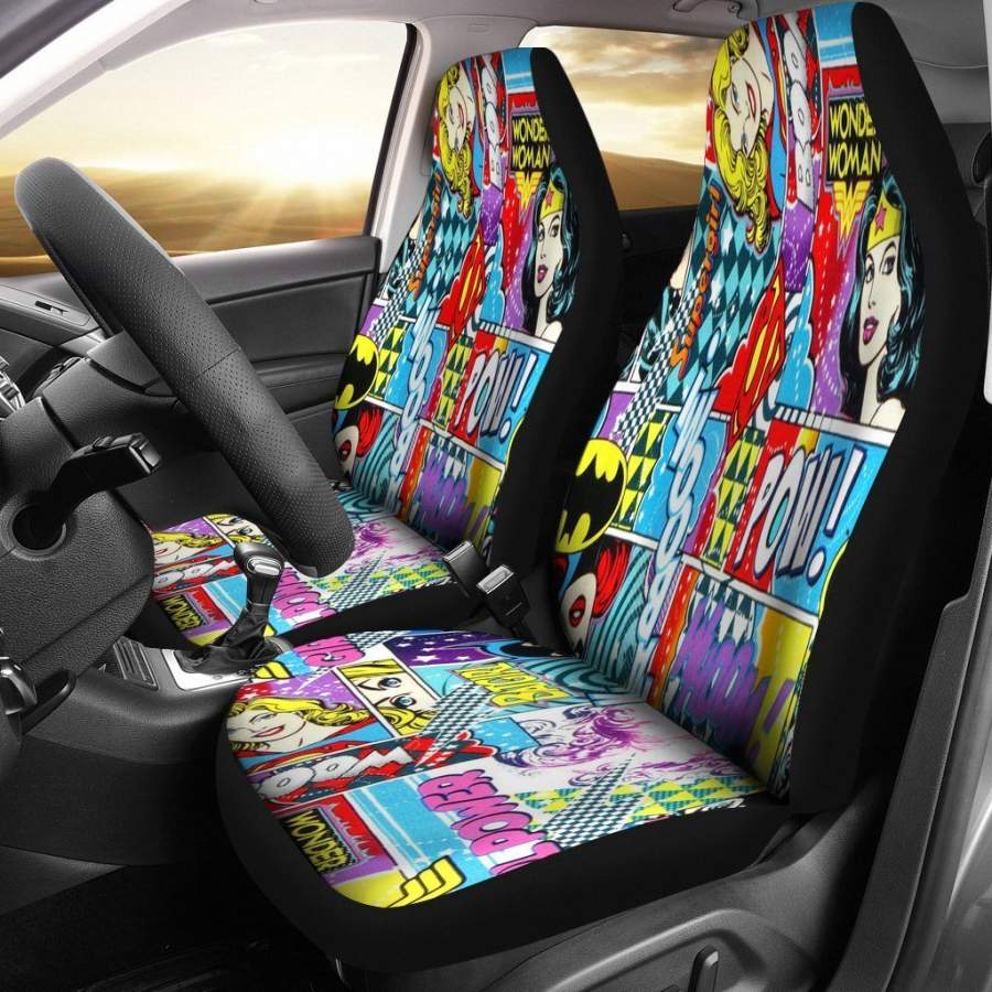 Wonder Woman Cartoon Art Cut Sences Car Seat Covers