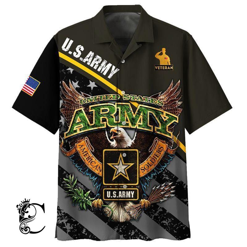 Us Army Veteran Eagle Soldier Hawaiian Aloha Shirts