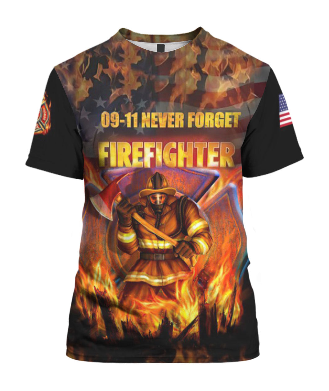 911 Never Forget Firefighter 3D T-Shirt For Men & Women