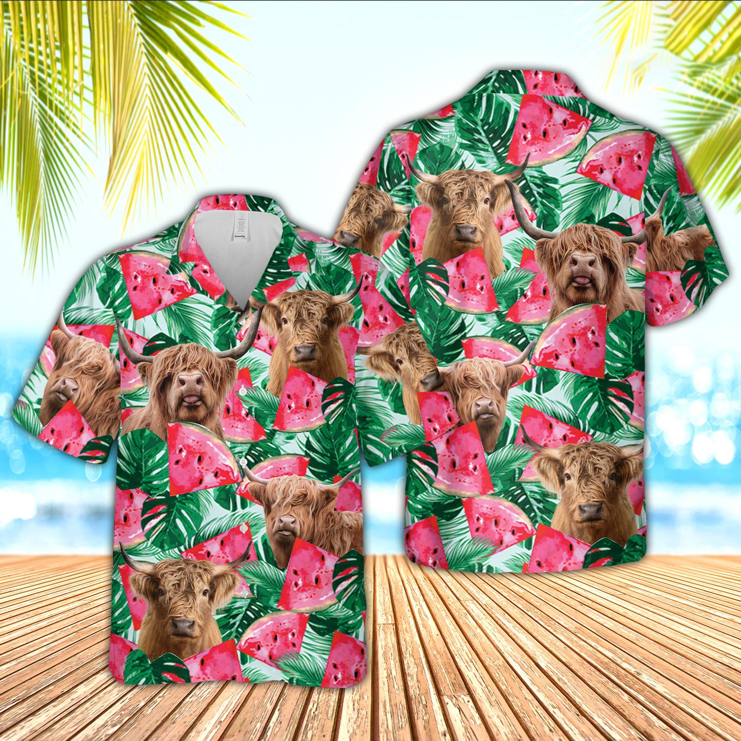 Unique Highland Watermelon 3D Hawaiian Shirt