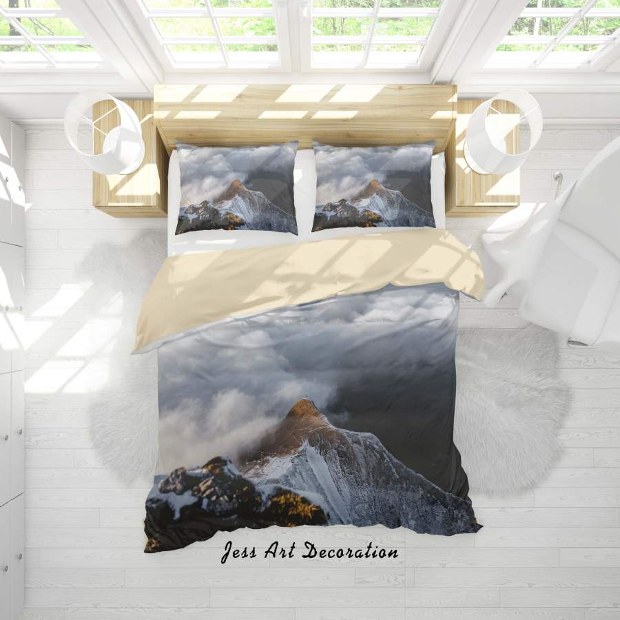 3D Grey Sky Cloud Mountain Quilt Cover Set Bedding Set Duvet Cover Pillowcases A127 LQH