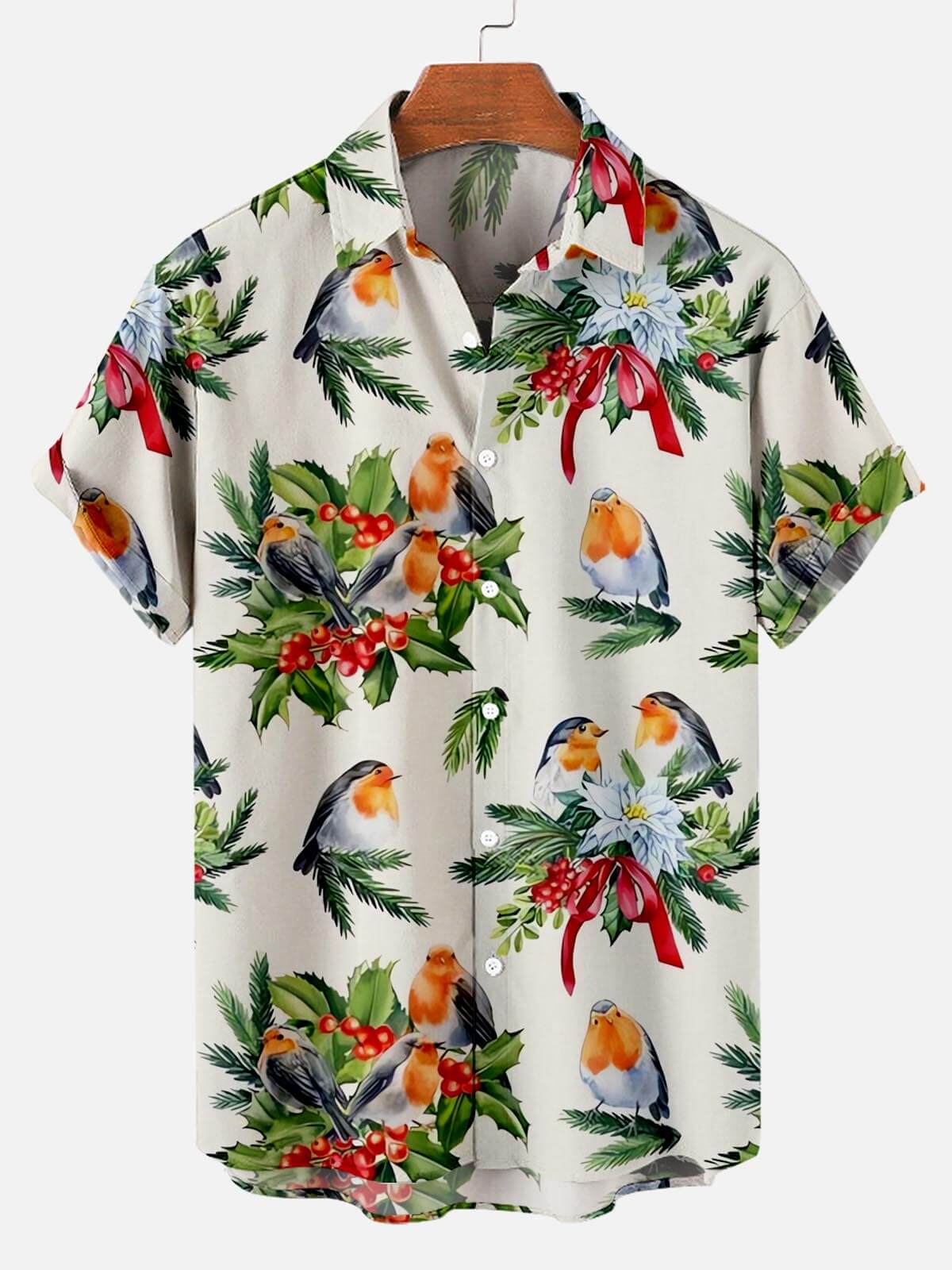 Tropical Jungle Pattern With Bird Men’S Hawaiian Shirt