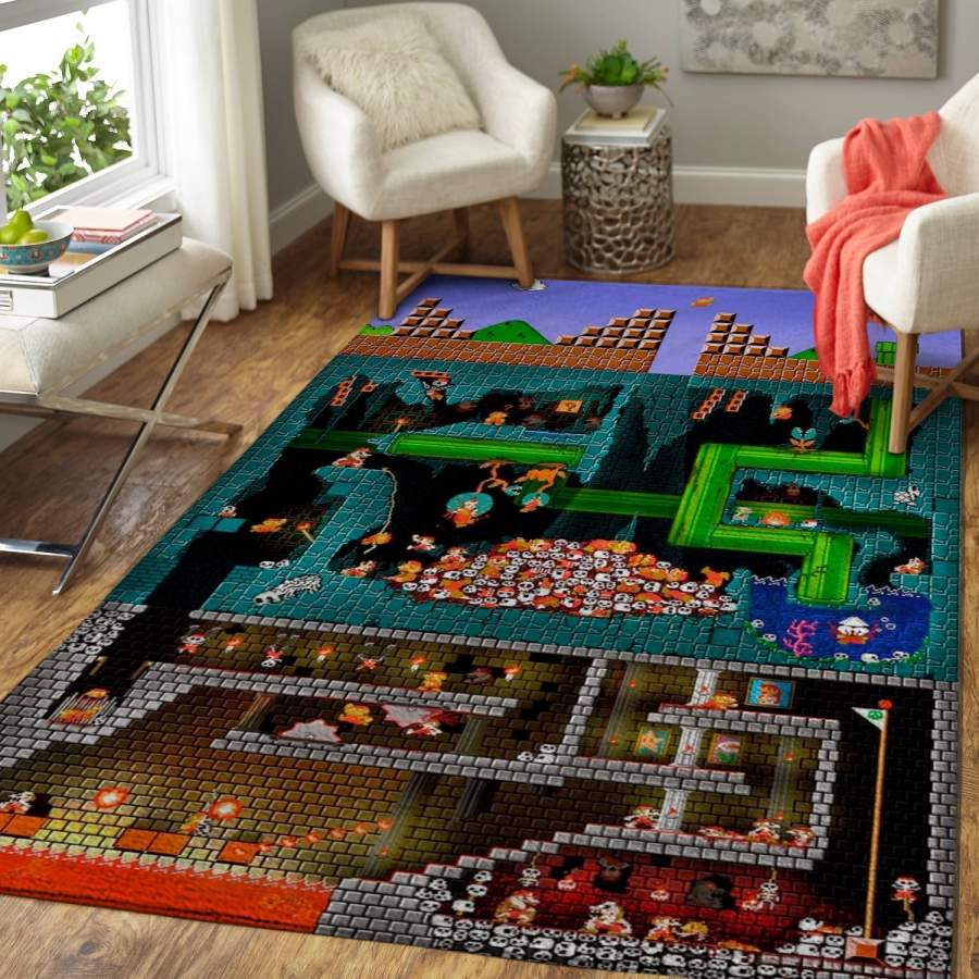 Super Mario Bros. Area Rug – The Pit Area Rug – Home Decor – Bedroom Living Room Decor