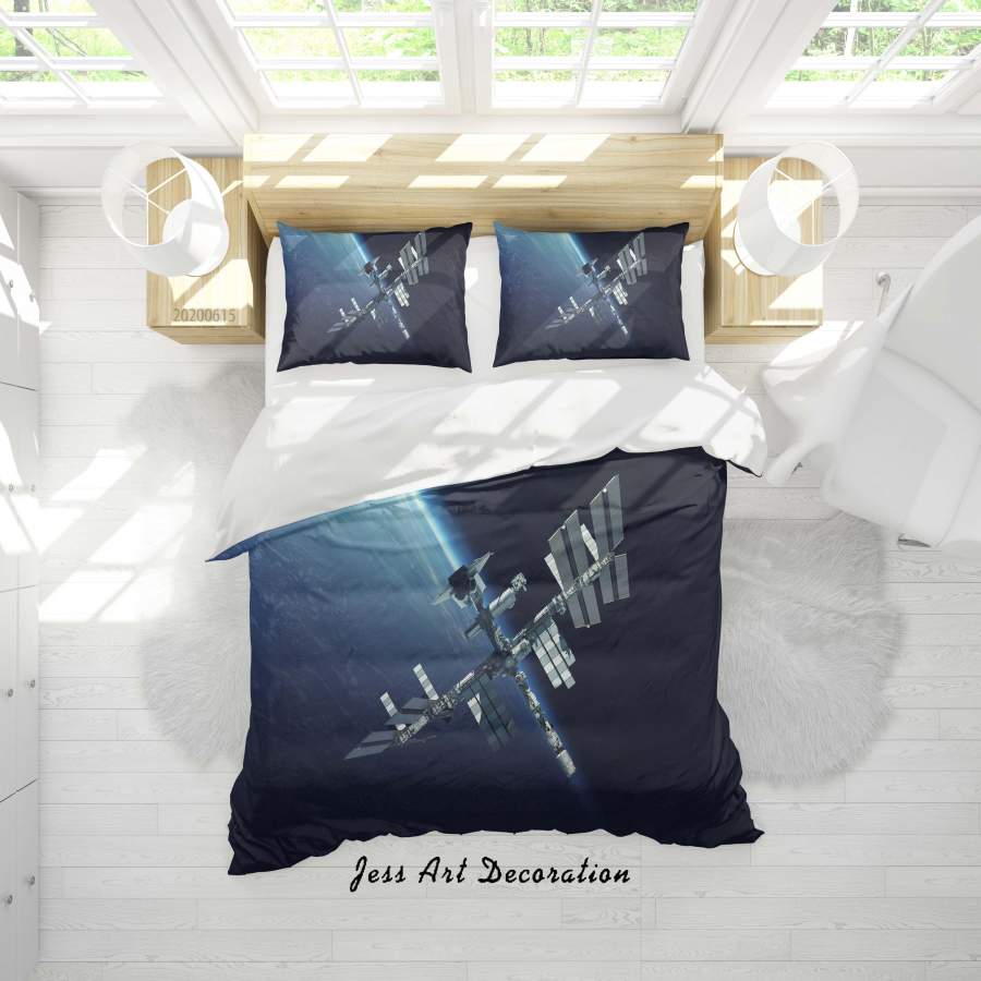 3D Blue Satellite Universe Quilt Cover Set Bedding Set Duvet Cover Pillowcases SF116