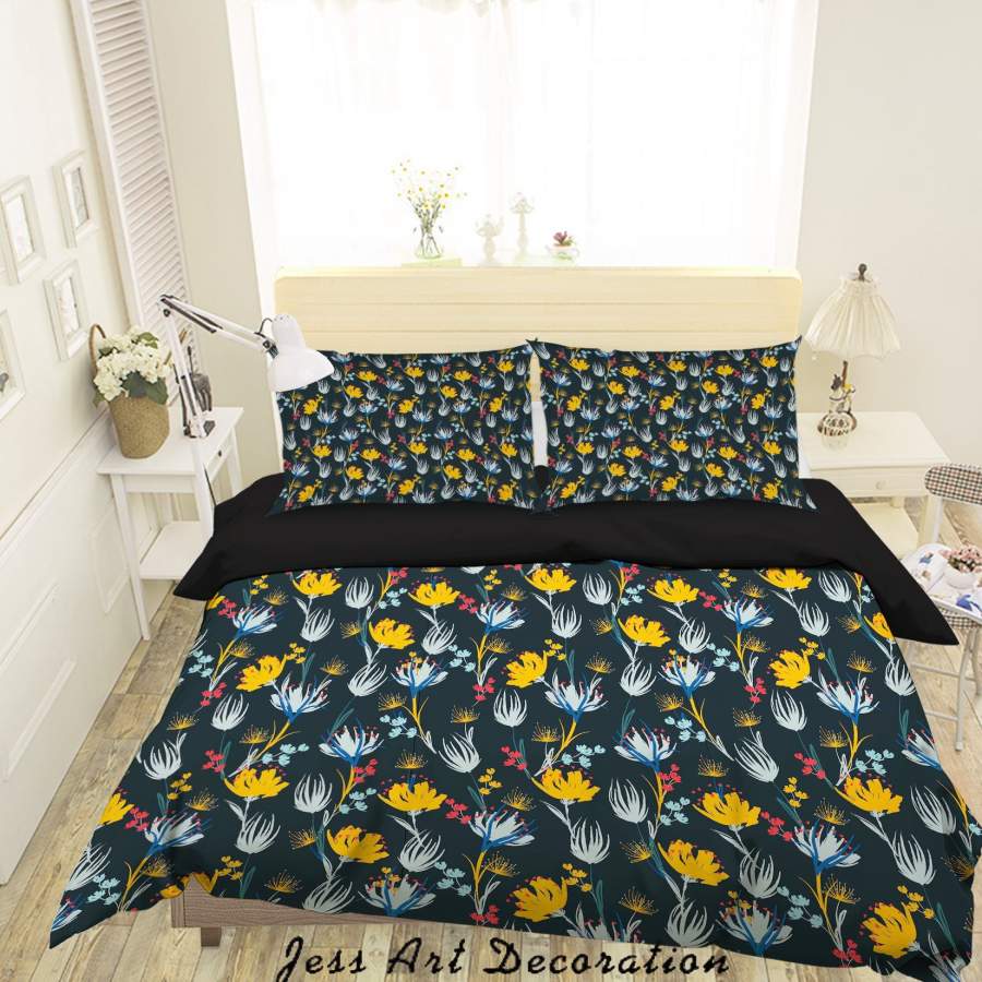 3D Yellow Floral Pattern Quilt Cover Set Bedding Set Duvet Cover Pillowcases A052 LQH