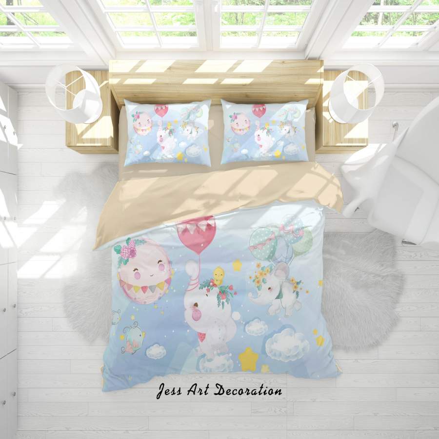 3D Cartoon Animal Balloon Quilt Cover Set Bedding Set Duvet Cover Pillowcases A339 LQH