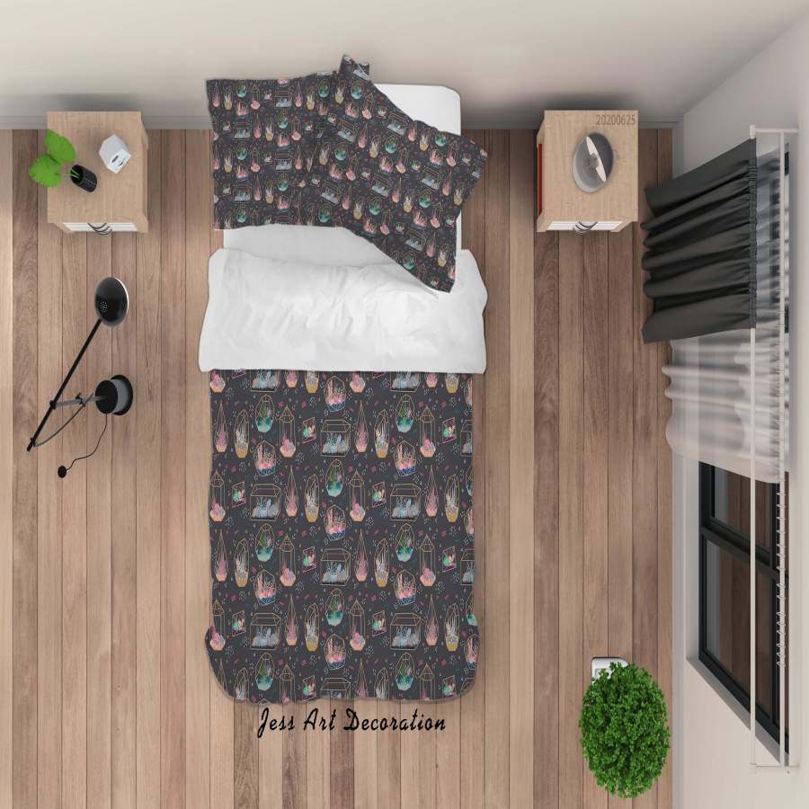 3D Dark Potted Plants Quilt Cover Set Bedding Set Duvet Cover Pillowcases SF02