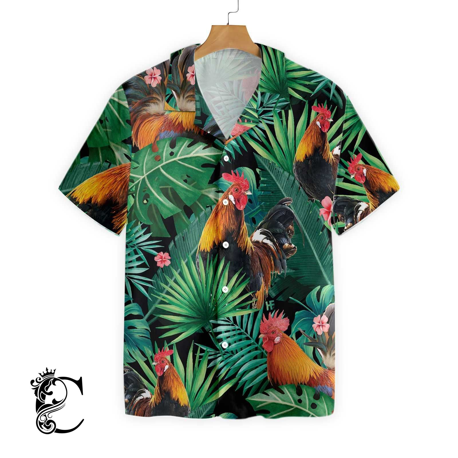 Tropical Rooster Pattern Hawaiian Shirt