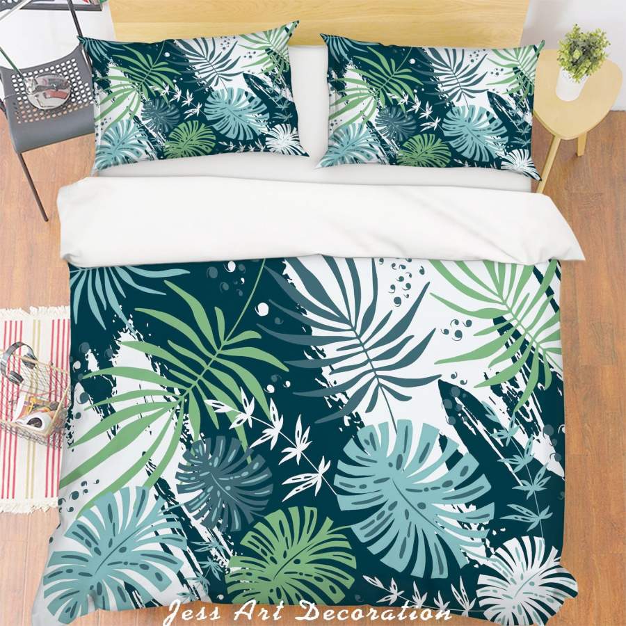 3D Green Leaves Quilt Cover Set Bedding Set Pillowcases 105