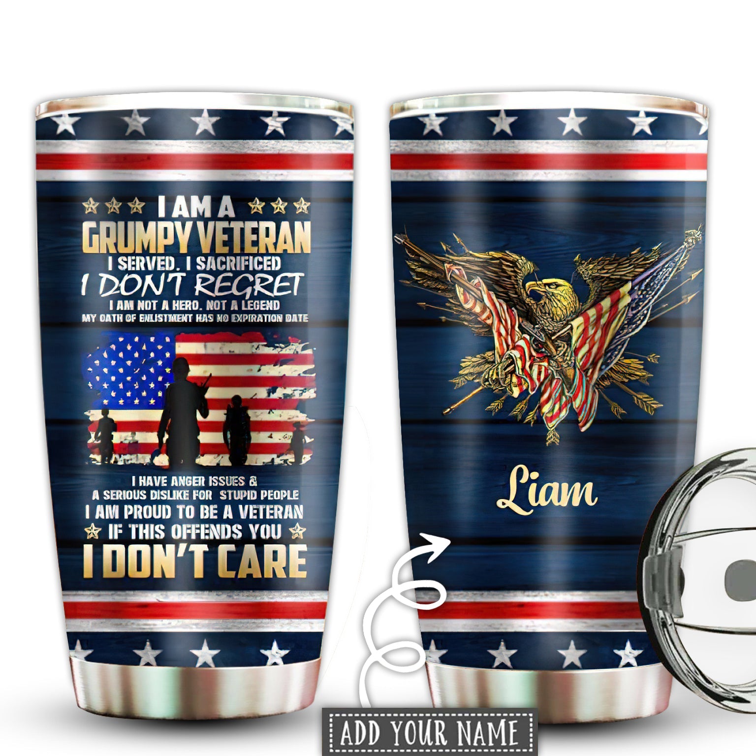 Veteran Grumpy I Don’T Care Personalized Tumbler