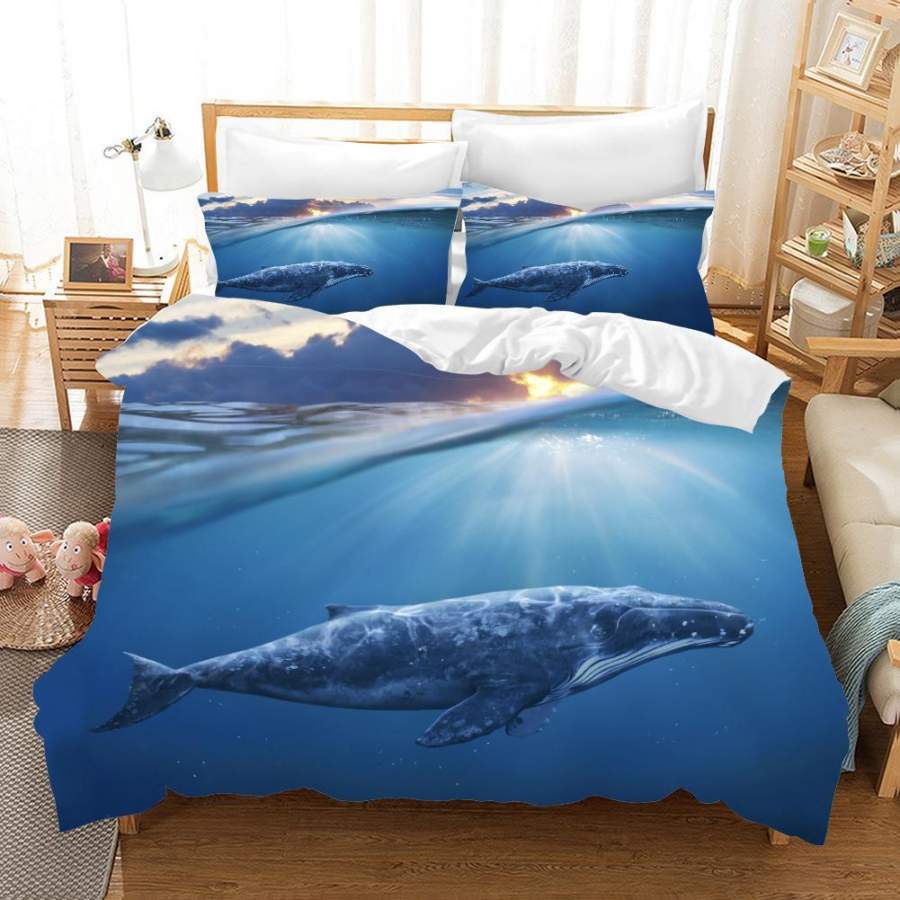 3D Blue Shark Sea Ocean Quilt Cover Set Bedding Set Pillowcases 97